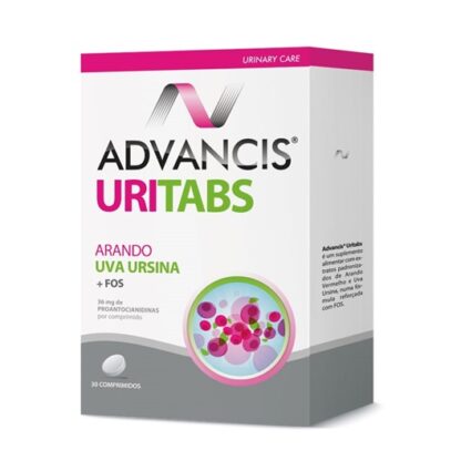 Advancis Uritabs 30 comprimidos é um suplemento alimentar que contém extratos padronizados de plantas, tais como o arando vermelho e a uva-ursina, numa fórmula reforçada com frutooligossacáridos (FOS).