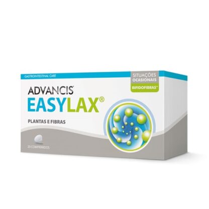 Advancis Easylax 20 Comprimidos, suplemento alimentar. Com a finalidade de regulação do trânsito intestinal e ainda equilíbrio da flora intestinal.