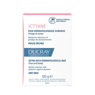 Ducray Ictyane Pain 100gr, cuidado de higiene diária da pele seca e frágil, para o rosto e corpo.