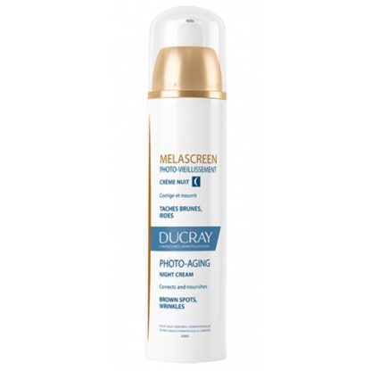 Ducray Melascreen Creme Noite 50ml, envelhecimento cutâneo ligado ao sol: associação de manchas castanhas, rugas e perda de firmeza da pele