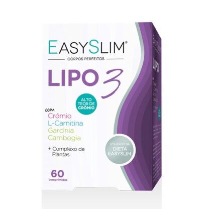 Easyslim Lipo 3 é um suplemento alimentar cuja composição favorece o controlo do apetite, regula o metabolismo dos hidratos de carbono, potencia a utilização da gordura como principal fonte de energia, ajudando a manter a massa muscular, auxiliando o processo de perda de peso.