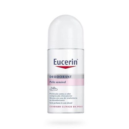 Eucerin Desodorizante Roll-On Pele Sensível 24h 50 ml, está comprovado que esta fórmula suave protege contra o odor e é adequada mesmo para quem tem pele sensível ou intolerante a desodorizantes.