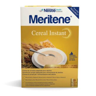 Nestlé Meritene Cereal Instant 8 Cereais com Mel 2x300gr é um alimento nutritivo rico em cereais para uma alimentação equilibrada