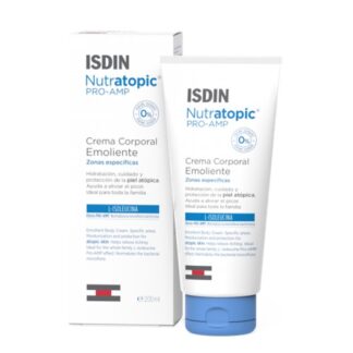 Isdin Nutratopic Pro-AMP Creme Emoliente 200ml, proteção ativa cutânea. Ajuda a melhorar os sinais associados à pele atópica. Hidratação diária para o controlo da pele atópica