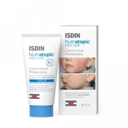 Isdin Nutratopic Pro-AMP Creme Facial 50ml, creme facial que reforça a barreira cutânea. Prevenção, cuidado e redução dos principais sintomas visíveis da Dermatite Atópica facial infanti