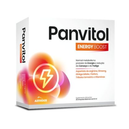 Panvitol Energy Boost 20 Ampolas é um suplemento alimentar composto por Aspartato de Arginina, Ginseng, Ginkgo biloba, Fósforo, Tribulus terrestris, entre outros.