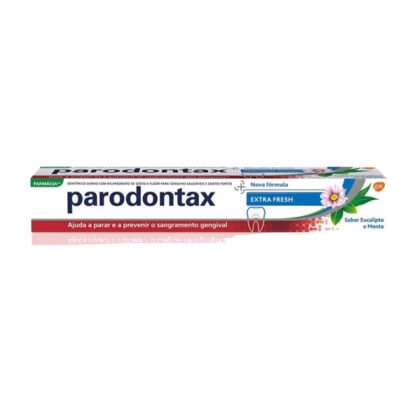 Parodontax Pasta Extra Fresh 75ml ajuda a parar e prevenir o sangramento das gengivas enquanto mantém a sensação de frescura e limpeza na sua boca durante horas.