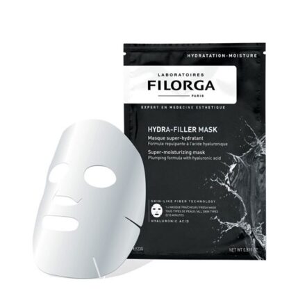 Filorga Hydra-Filler Máscara Super Hidratante 1 Dose, máscara de tecido hidratante e avolumadora com ácido hialurónico. De tal forma que garante um efeito pele bonita imediatamente visível.