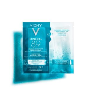 Vichy Minéral 89 Máscara Reparadora Fortificante 29gr, máscara de tecido criada a partir de microalgas para ajudar a reforçar a função barreira da pele.