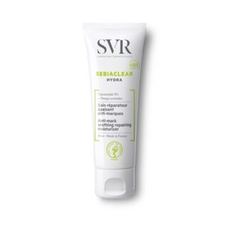 SVR Sebiaclear Hydra 40 ml, com a finalidade de cuidado reparador suavizante anti marcas. Além disso é especificamente desenvolvido para pele com tendência acneica sob tratamento desidratante.