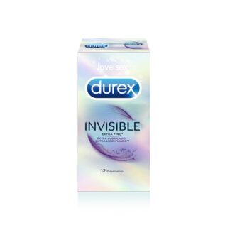 Durex Invisible Extra Lubrificado 12 Preservativos, sensibilidade extra, onde mais precisas. Ainda assim com lubrificante extra para uma experiência mais agradável.