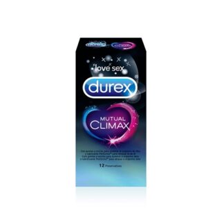 Durex Mutual Climax 12 Preservativos, é um preservativo com estrias e pontos em relevo desenhados com a finalidade de acelerar a mulher. Além disso contém lubrificante de Benzocaína para atrasar o homem.
