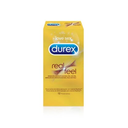 Durex Preservativos Real Feel 12 Unidades, permite-te obter uma sensibilidade natural, pele com pele, devido ao seu exclusivo material em poliisoperno.