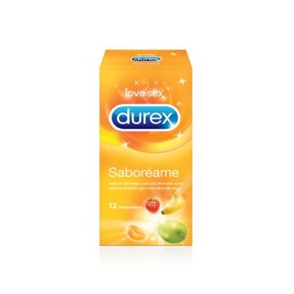 Durex Preservativos Saboréame 12 Unidades, têm quatro sabores de fruta que incluem banana, morango, laranja e maçã. Saboroso!