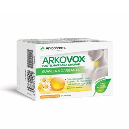 Arkovox Mel e Limão 24 Pastilhas de Chupar, suplemento alimentar à base de Erísimo e Camomila.