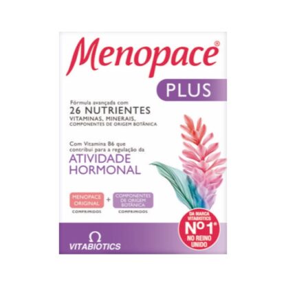 Menopace Plus Menopausa 56 Comprimidos, todos os benefícios de Menopace Original mais botânicos ativos, para fornecer suporte durante e após a menopausa.