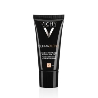 Vichy Dermablend Base Corretora Fluida 16H (15) 30ml cobertura perfeita durante 16 horas numa textura sensação pele nua, para todo o tipo de pele.