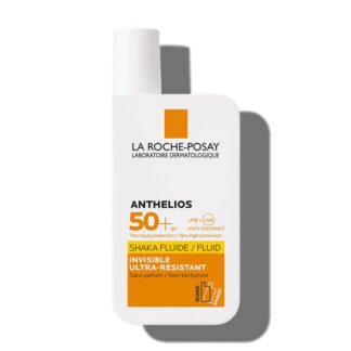 La Roche Posay Anthelios Shaka Fluido SPF50+ S/Perfume 50ml, protetor solar dermatológico de rosto. Textura ultra fluída, resistente e invisível.