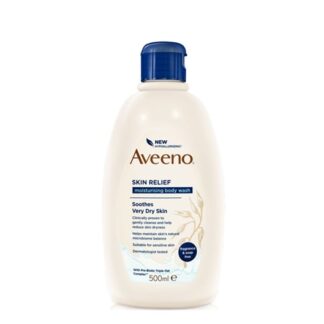 Aveeno Skin Relief Gel Banho 500ml, gel de banho indicado para deixar a pele com uma sensação de limpeza e frescura, ajudando a reduzir a secura.