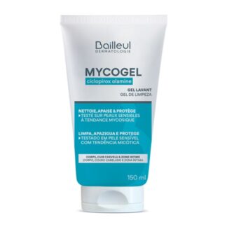 Mycogel Gel de Banho Limpeza, a base purificante deste gel garante uma limpeza suave, respeitando o equilíbrio da pele sem a ressecar.