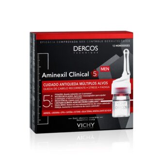 Vichy Dercos Technique Aminexil Clinical 5 - Homem 12 ampolas Tratamento antiqueda intensivo, que atua nas 5 causas de queda de cabelo, para homem.