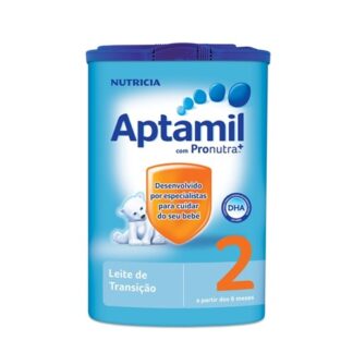 Aptamil 2 é um leite de transição, indicado para bebés a partir dos 6 meses de vida até ao final da lactância, como parte de uma dieta diversificada.