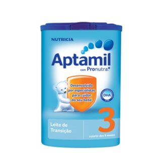 Aptamil 3 é um leite de transição, indicado para bebés a partir dos 9 meses de vida até ao final da lactância, como parte de uma dieta diversificada.