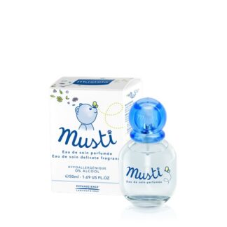 Mustela Bebé Musti Eau de Soin 50ml, água de colónia perfumada, sem álcool, indicada para bebés e crianças, desde o nascimento.