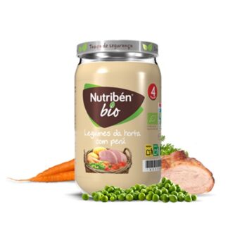 Nutribén BioBoiões Frango Gourmet com Arroz 235gr, receita deliciosa com Frango de criação com alimentação biológica e com arroz, cenoura e cebola provenientes de agricultura biológica.