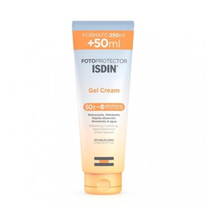 Isdin Fotoprotector Gel Creme FPS50+ 250ml, gel creme com fator de proteção solar elevado (SPF30), indicado para proteger a pele do rosto da radiação solar UVA/UVB