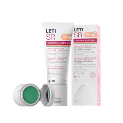 LetiSR Creme Antivermelhidão com cor + Corretor, fórmula indicada para o cuidado diário da pele sensível com vermelhidão