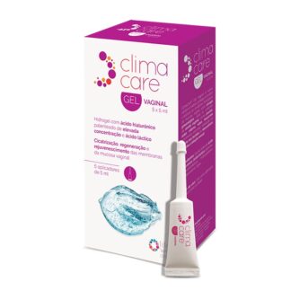 Climacare Gel Vaginal 5x5 ml, gel indicado para regeneração das membranas mucosas da vagina, em situações de secura vaginal