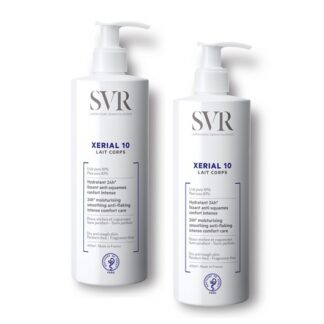 SVR Xérial 10 Leite Corporal 2x400 ml, com a finalidade de assegura uma hidratação, bem como uma ação anti descamação. De tal forma que  alisa e suaviza a pele, assim como proporciona um conforto intenso.