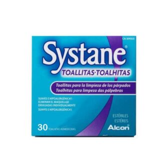 Systane Toalhitas Oftalmológicas 30 Toalhitas, proporcionam uma limpeza diária suave dos seus olhos e remoção de vestígios de maquilhagem que podem causar irritação. São hipoalergénicas, não irritantes e oferecem um efeito calmante, ideal para olhos sensíveis.