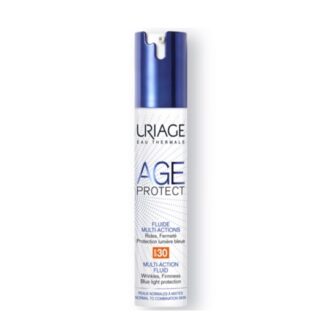 Uriage Age Protect Fluido Multi-Ações SPF30 40ml, este fluido de luz aperfeiçoador atua tanto nos sinais do envelhecimento quanto nos ataques diários que danificam a pele: luz azul, raios UV, poluição, estresse, fadiga