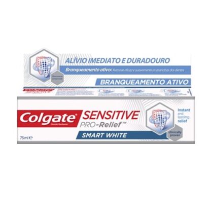 Colgate Sensitive Pro-Alívio Branqueamento 75ml, o dentífrico Colgate® Sensitive Pro-Alívio Branqueamento Ativo proporciona uma proteção reforçada contra a sensibilidade dentária.