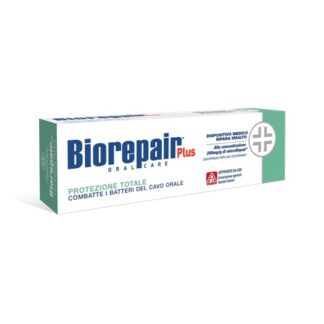 Biorepair Plus Pasta Dentífrica Proteção Total 75ml pasta dentífrica para proteção total. Ideal para uso diário, prevenindo a formação de placa bacteriana e a erosão do esmalte