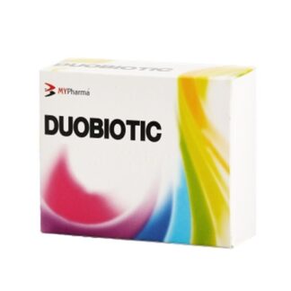 Duobiotic 8 Saquetas suplemento alimentar constituido por prebióticos e probióticos que actuam como substracto para o crescimento e viabilidade de microorganismos benéficos para a flora intestinal.