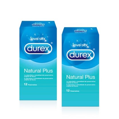 Durex Natural Plus 2x12 Preservativos, dispositivos médicos de uso único e para fins contracetivos. Além disso garante segurança e a comodidade do preservativo original de Durex.
