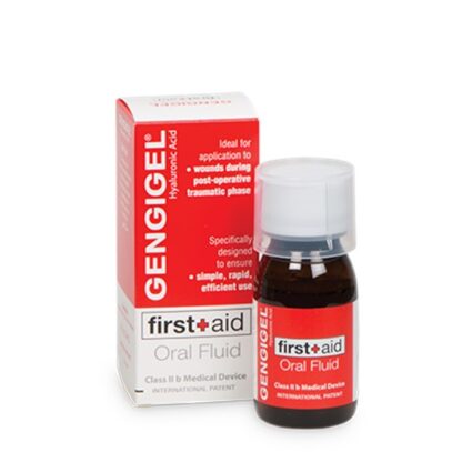 Gengigel First Aid 50ml fluido ideal para aplicar em lesões (feridas) e durante a fase pós-operatória com ação rápida e eficiente.