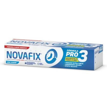 Novafix Pro3 Sem Sabor 50gr creme adesivo ultra-forte, sem sabor, para próteses dentárias.