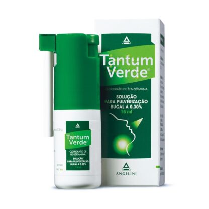 Tantum Verde Solução Bucal 3mg/ml 15ml, medicamento indicado no tratamento de inflamações da orofaringe.