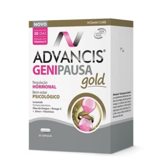 Advancis Genipausa Gold 30 Cápsulas é um suplemento alimentar especialmente formulado para ajudar no equilíbrio hormonal e bem-estar psicológico da mulher, contribuindo para o alívio dos sintomas da menopausa, sem isoflavonas de soja
