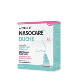 Advancis Nasocare Duche 35 Saquetas, o produto limpa e purifica o nariz e os seios nasais das secreções excessivas e resíduos de muco, limitando a acumulação de fatores que favorecem a ocorrência de infeção.