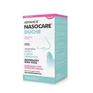 Advancis Nasocare Duche Irrigador + 6 Saquetas é um kit para lavagem do nariz e seios nasais.