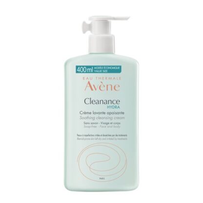 Avene Cleanance Hydra Creme Lavante Suavizante 400ml, limpa e protege a pele sensível e desidratada por um tratamento medicamentoso anti-acneico.