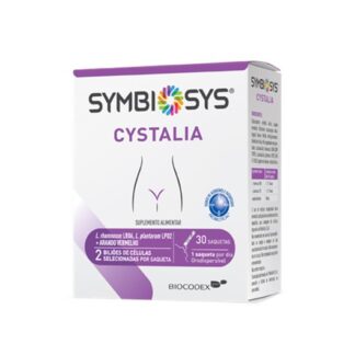 Symbiosys Cystalia é um probiótico, desenvolvido para ajudar a manter o equilíbrio do trato urinário em casos de desconfortos urinários persistentes. Formulado com as estirpes bacterianas selecionadas Lactobacillus rhamnosus LR06 e Lactobacillus plantarum LP02 associadas ao arando vermelho.