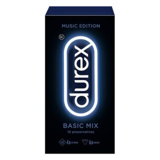 Durex Music Edition Basic Mix 10 Preservativo com forma anatómica Easy- On, com depósito.