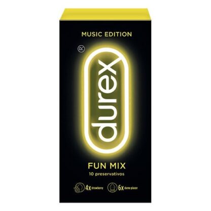 Durex Music Edition Fun Mix 10 Preservativos seleção de preservativos dá-me prazer e de morango.