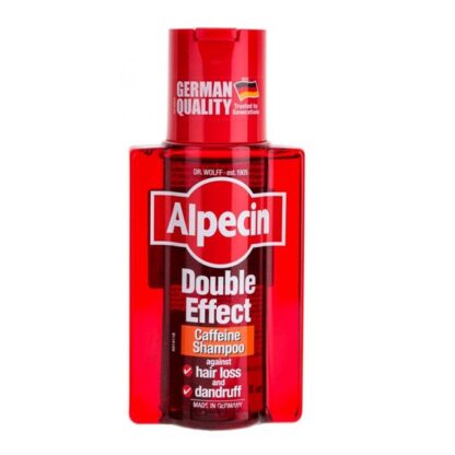 Alpecin Champô Duplo Efeito 200ml, champô, com cafeína, indicado na queda prematura de cabelo associada a casos de descamação do couro cabeludo.